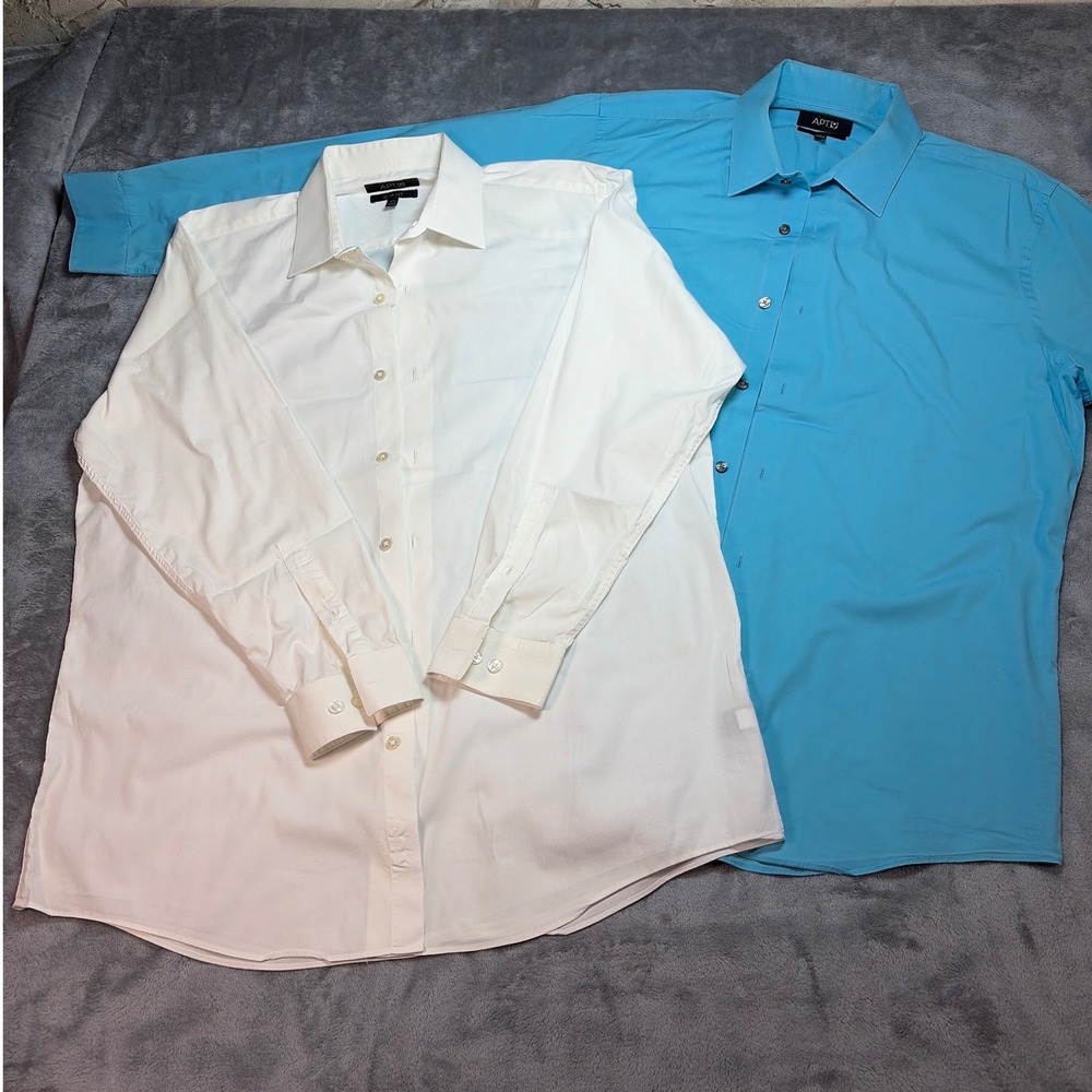 Apt 9 Slim Fit Dress Shirts Bundle Blue White Mens 16.5 17 32/33 Long Sleeve